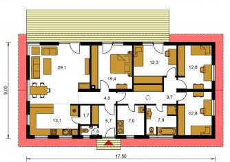 Mirror image | Floor plan of ground floor - BUNGALOW 165